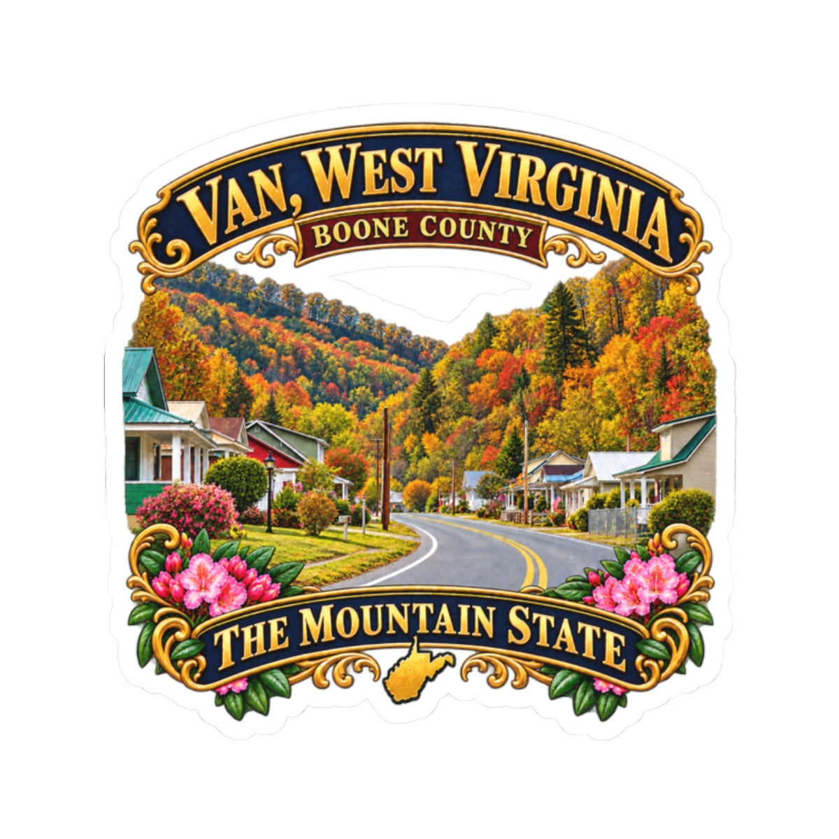 Kiss-Cut Stickers - Van, West Virginia - Boone County - The Mountain State - 3D Transparent