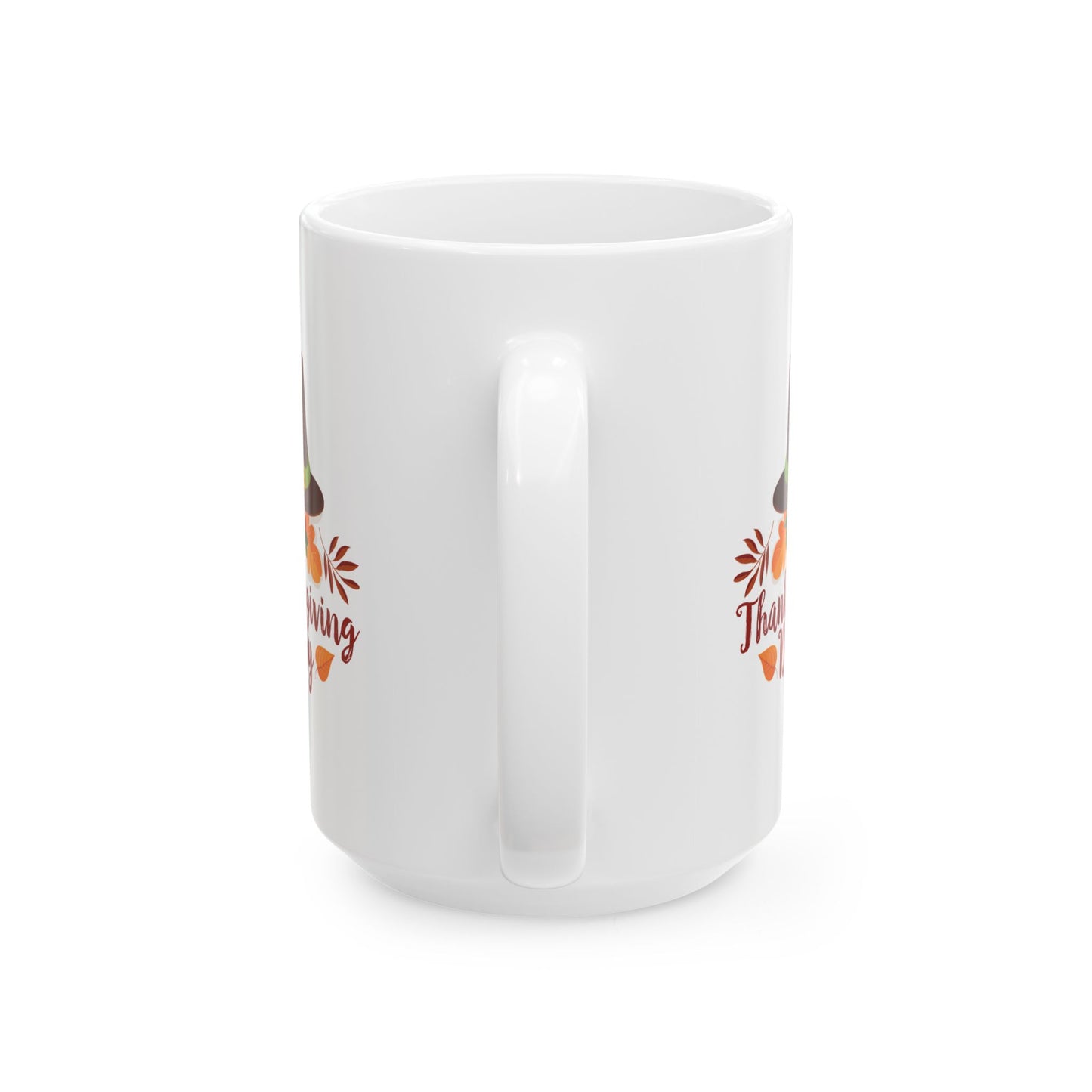 White Ceramic Mug - 11oz & 15oz -Thanksgiving Day - Happy Thanksgiving Day