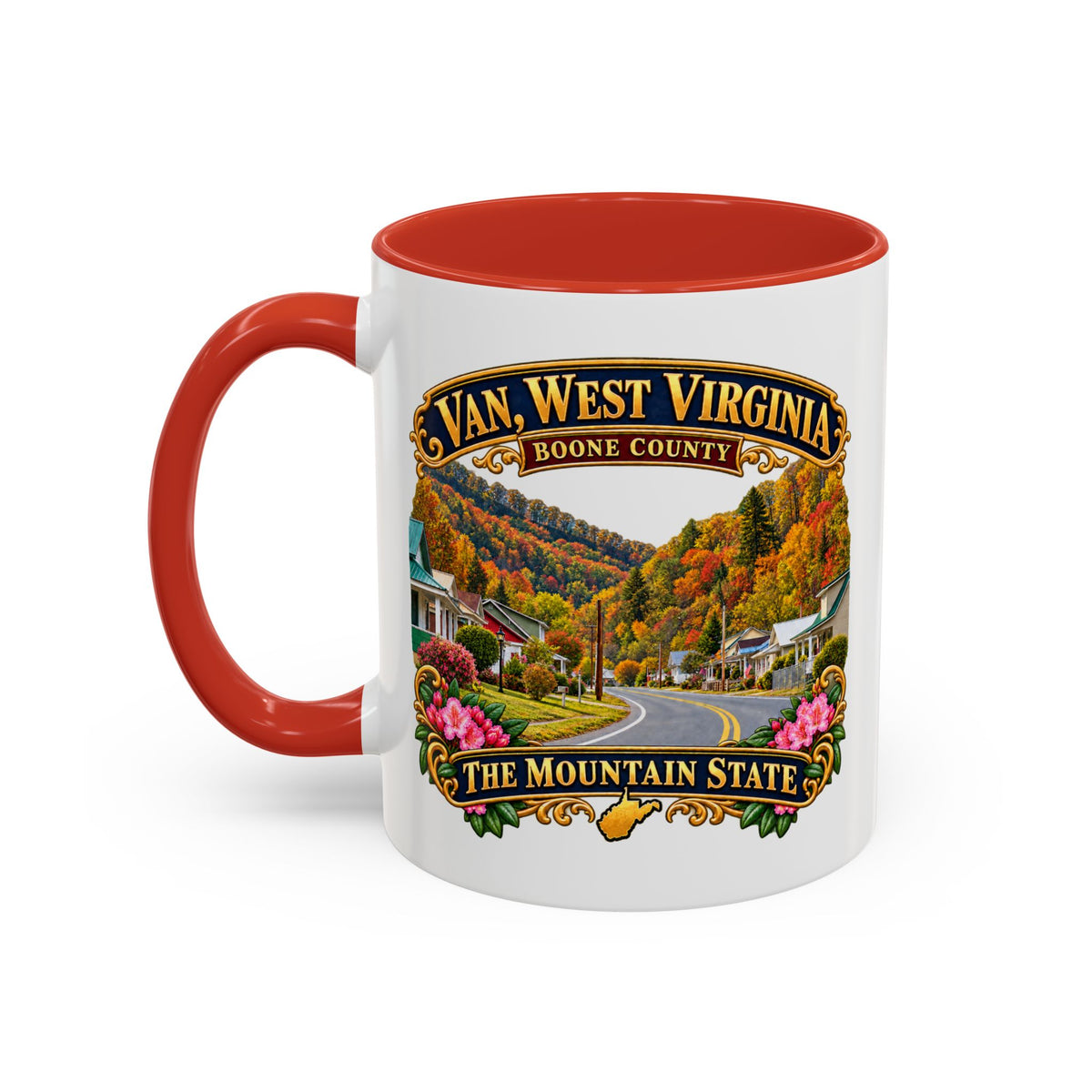 Accent Coffee Mug (11, 15oz) - Van, West Virginia - Boone County - The Mountain State - 3D Transparent