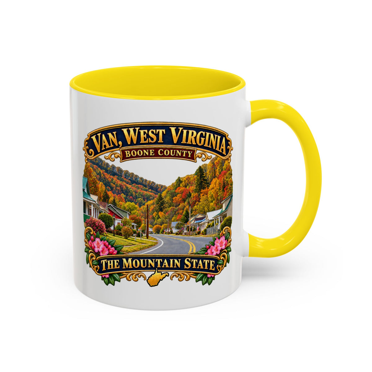 Accent Coffee Mug (11, 15oz) - Van, West Virginia - Boone County - The Mountain State - 3D Transparent