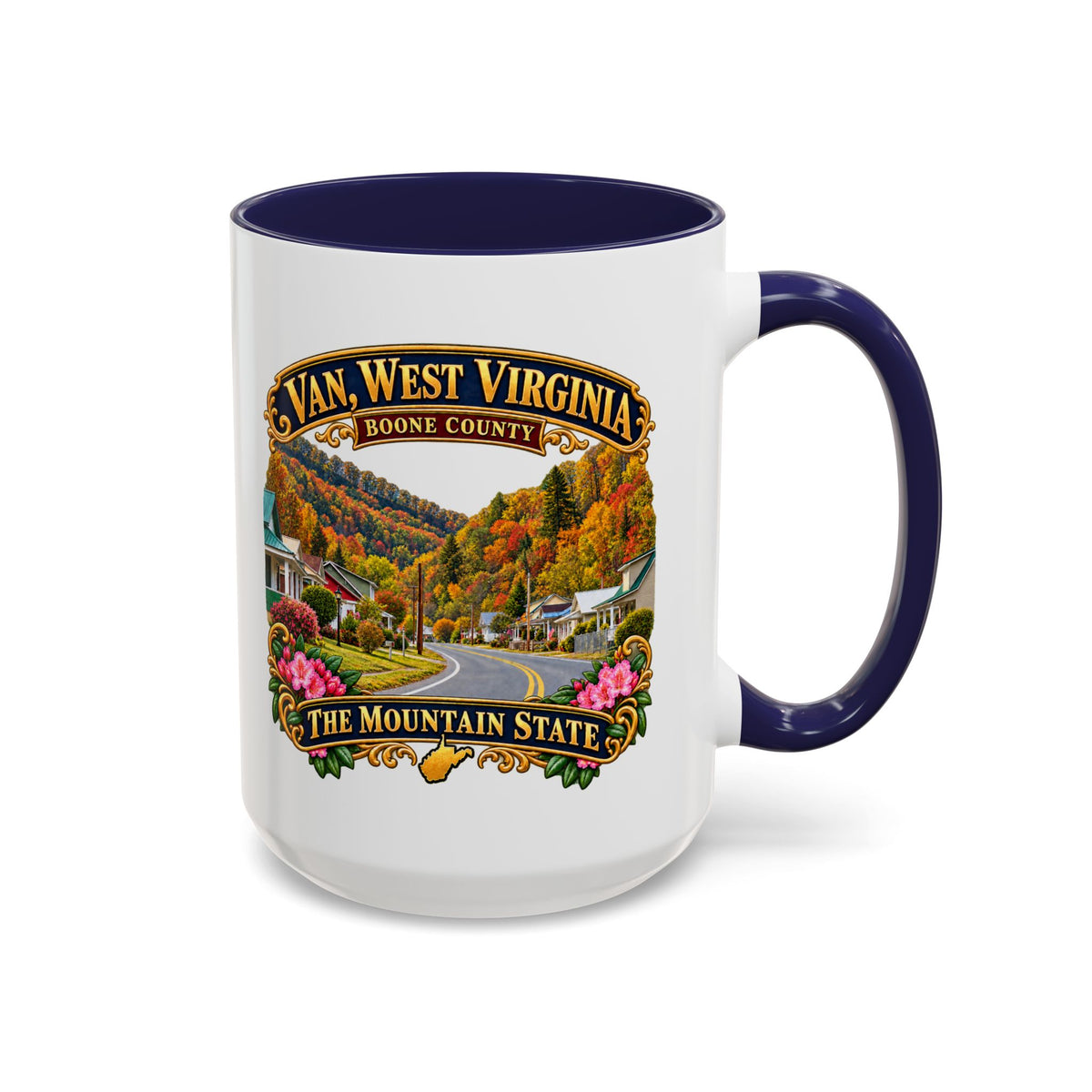 Accent Coffee Mug (11, 15oz) - Van, West Virginia - Boone County - The Mountain State - 3D Transparent
