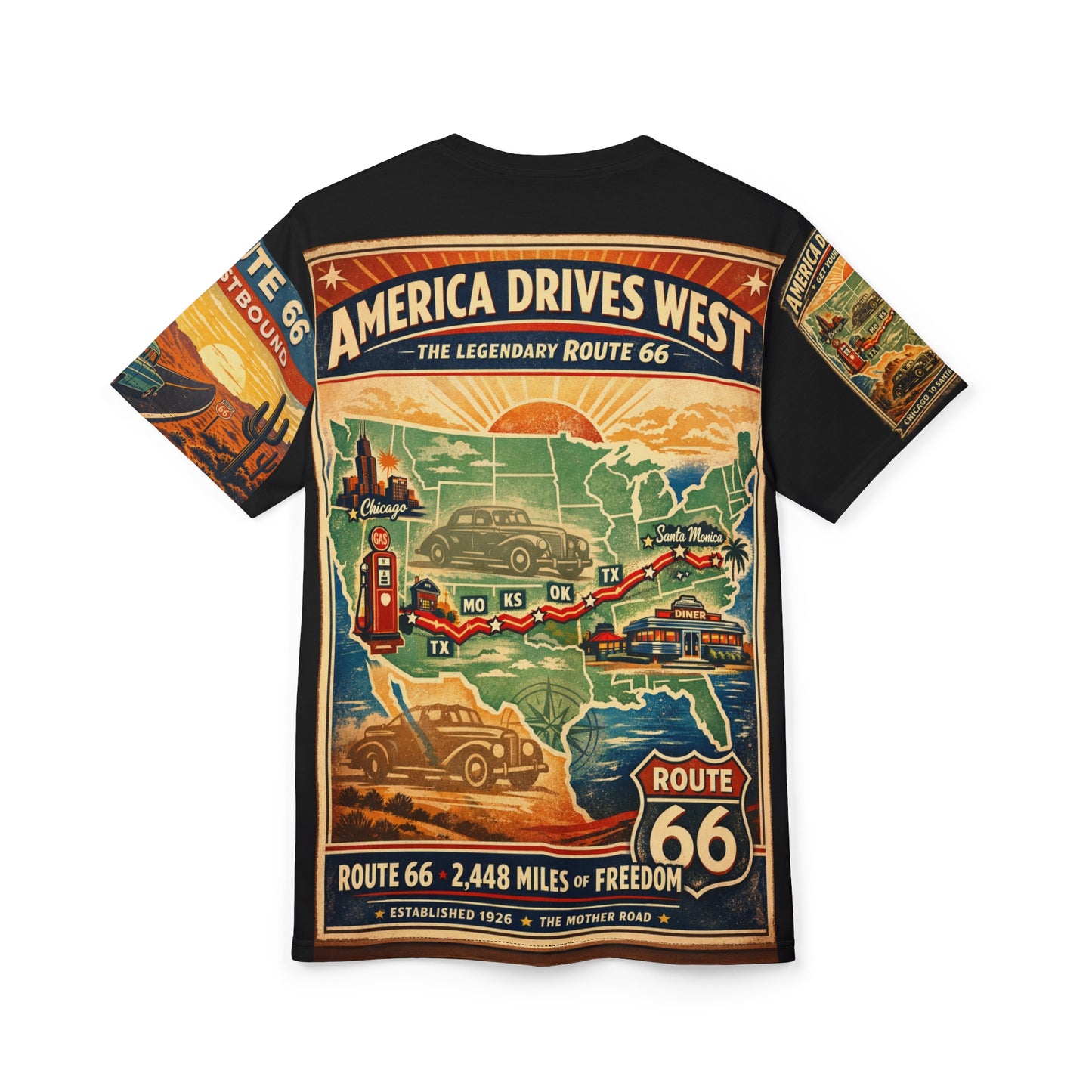 Route 66 Tribute Tee — Drive West Vintage Roadway T‑Shirt
