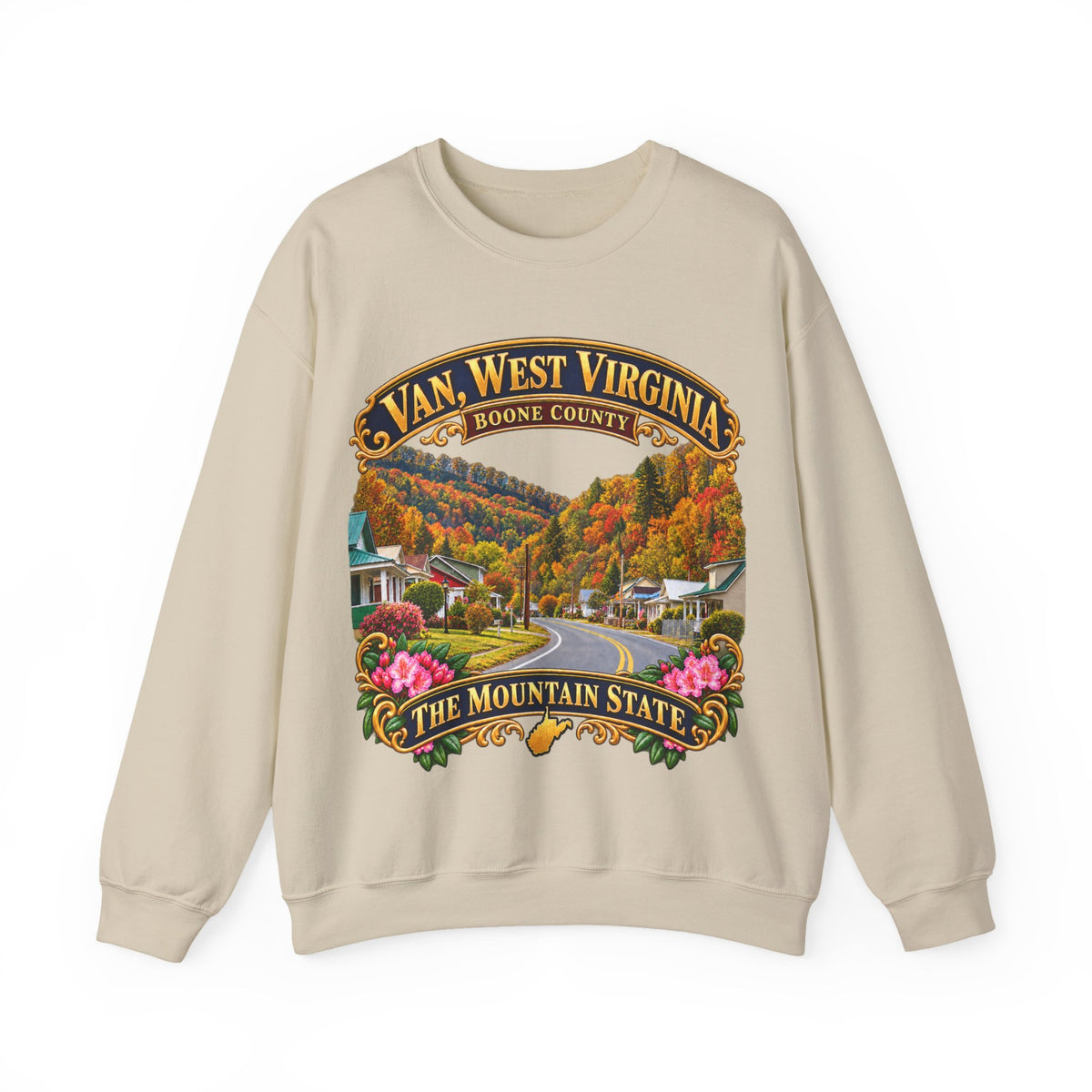 Crewneck Sweatshirt - Van, West Virginia - Boone County - The Mountain State - 3D Transparent