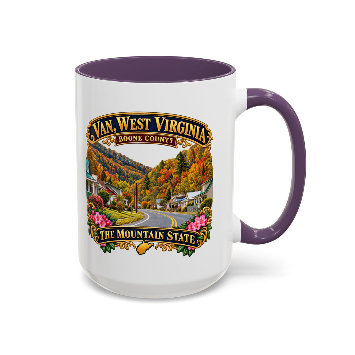 Accent Coffee Mug (11, 15oz) - Van, West Virginia - Boone County - The Mountain State - 3D Transparent