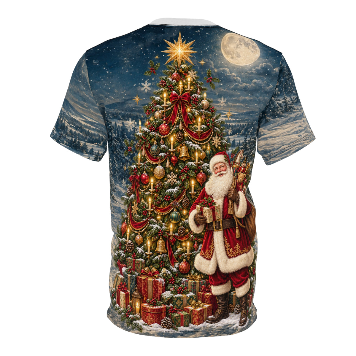 Merry Christmas sleigh ride Tee | Reindeer Santa children winter scene