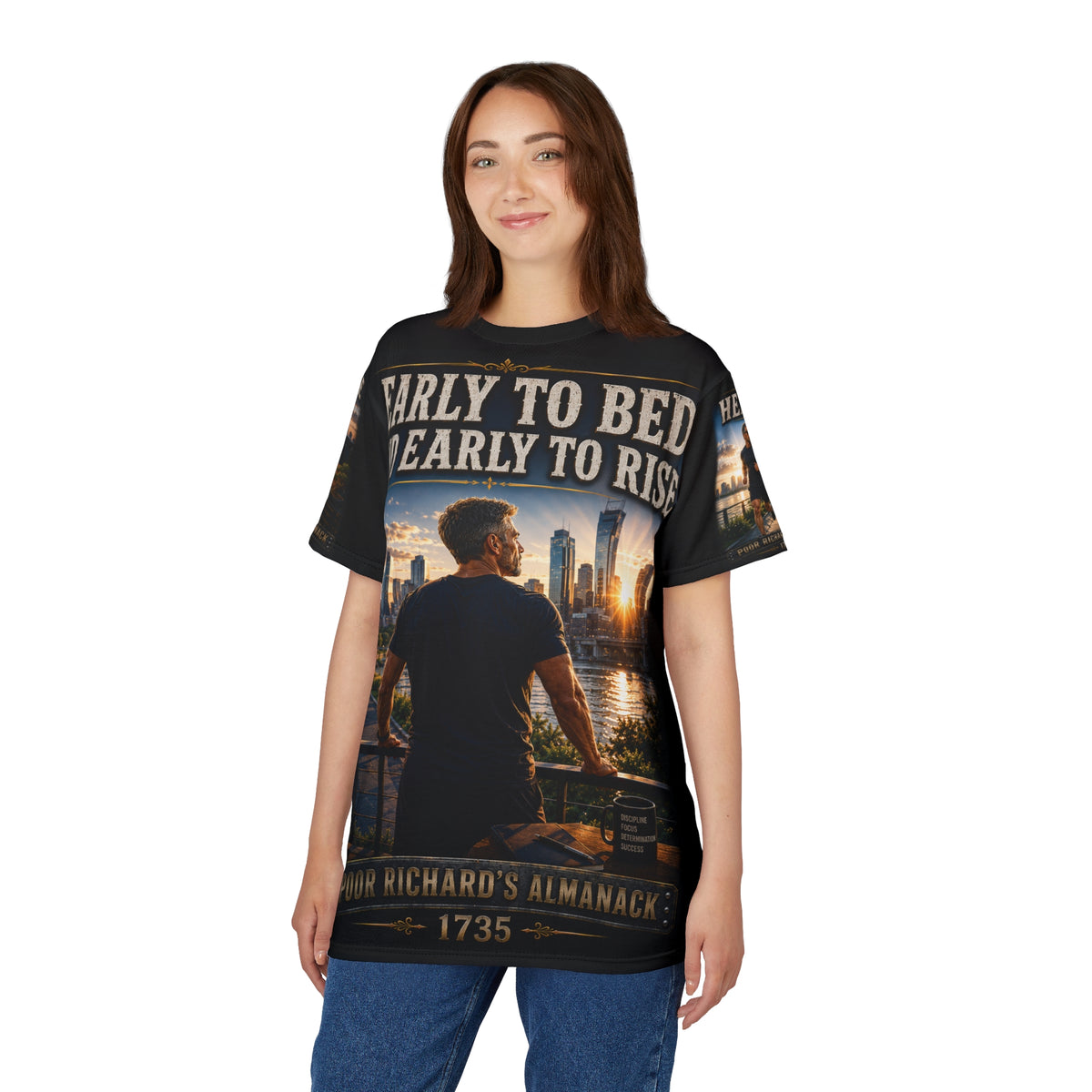 Benjamin Franklin "Early to Bed, Early to Rise" - Modern Version Tribute Tee
