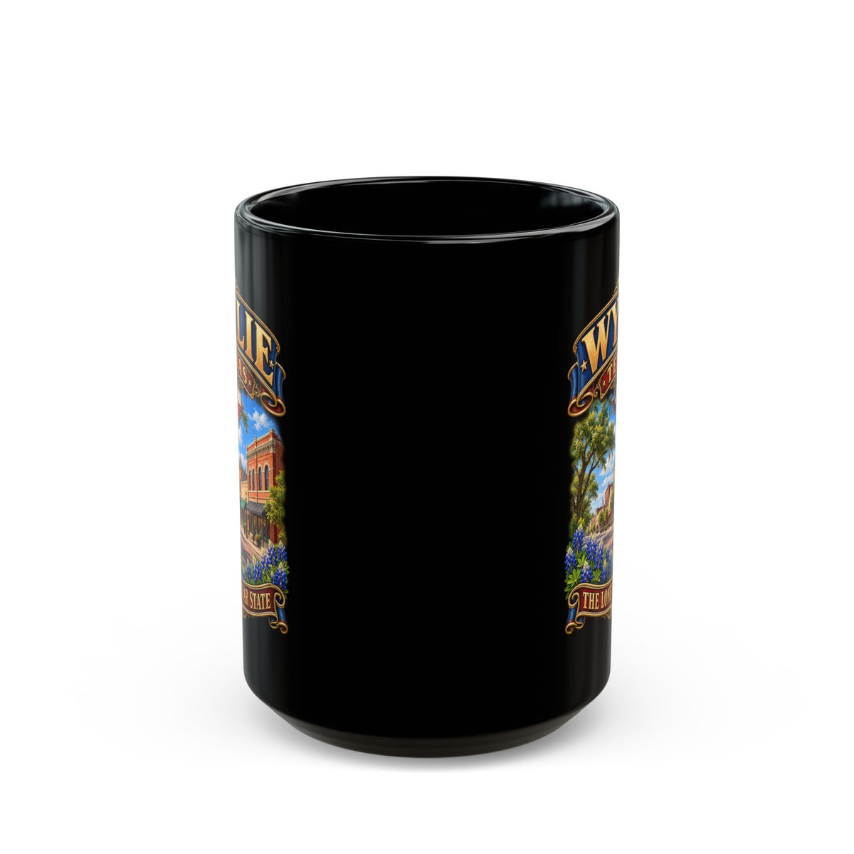 Black Mug  (15oz) - Wylie, Texas - Lone Star State with City Scene