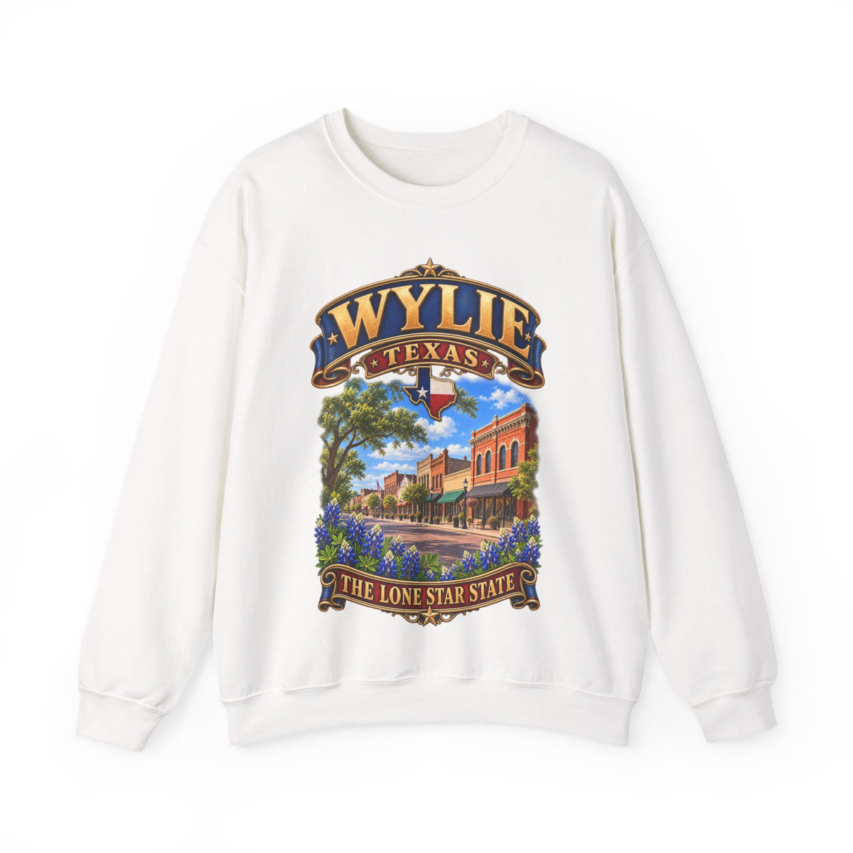 Crewneck Sweatshirt - Wylie, Texas - Lone Star State with City Scene