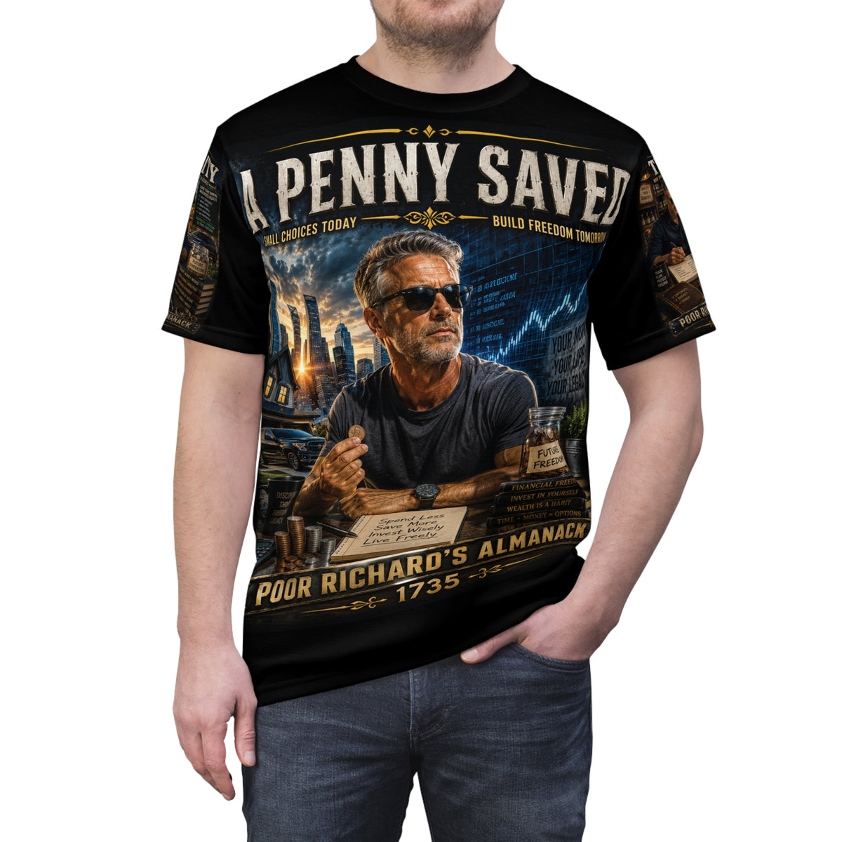 Benjamin Franklin "A Penny Saved..." - Modern Version Tribute Tee