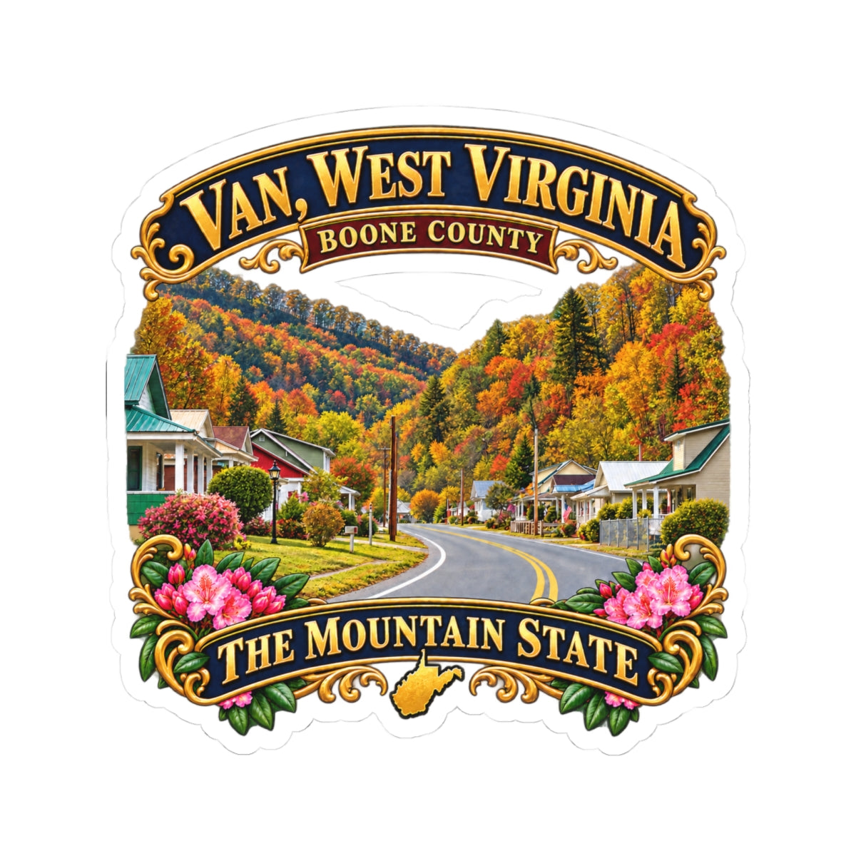 Kiss-Cut Stickers - Van, West Virginia - Boone County - The Mountain State - 3D Transparent