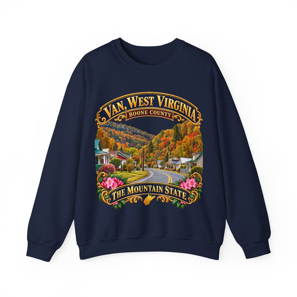 Crewneck Sweatshirt - Van, West Virginia - Boone County - The Mountain State - 3D Transparent