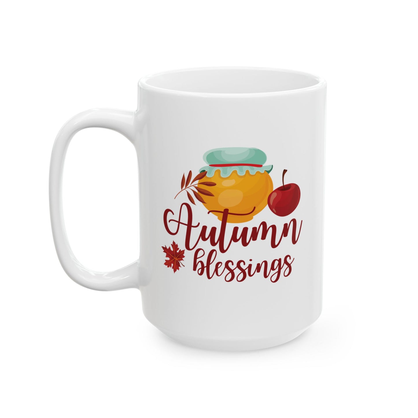 White Ceramic Mug - 11oz & 15oz - Autumn Blessings