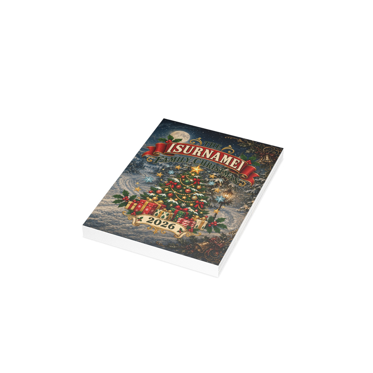 Personalized Family Christmas Tree Card Greeting Cards