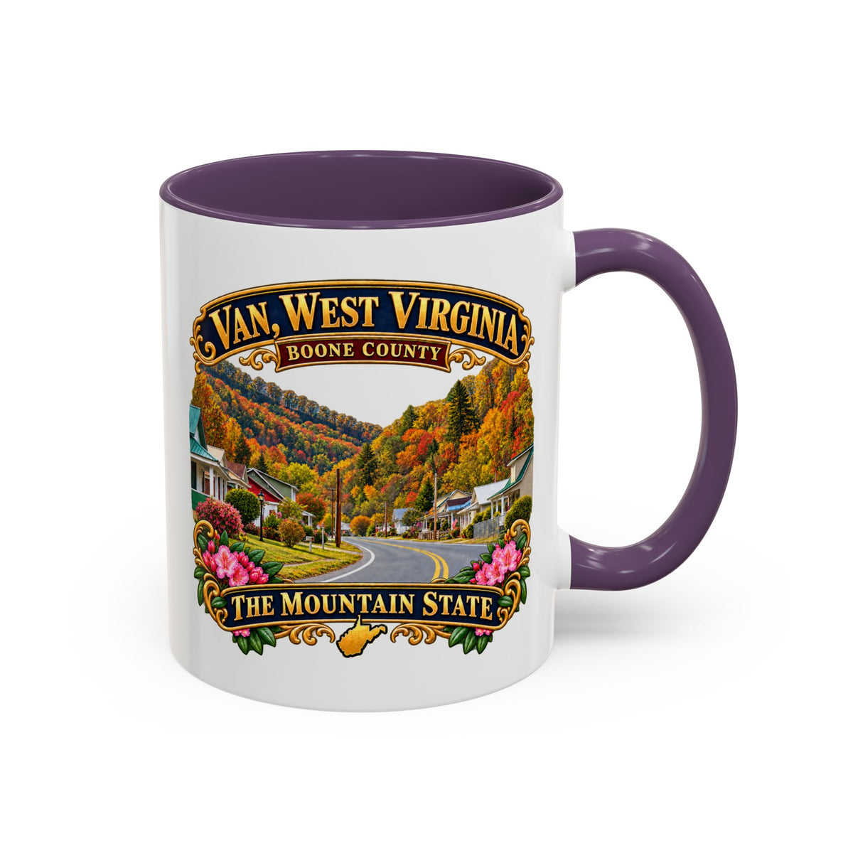 Accent Coffee Mug (11, 15oz) - Van, West Virginia - Boone County - The Mountain State - 3D Transparent