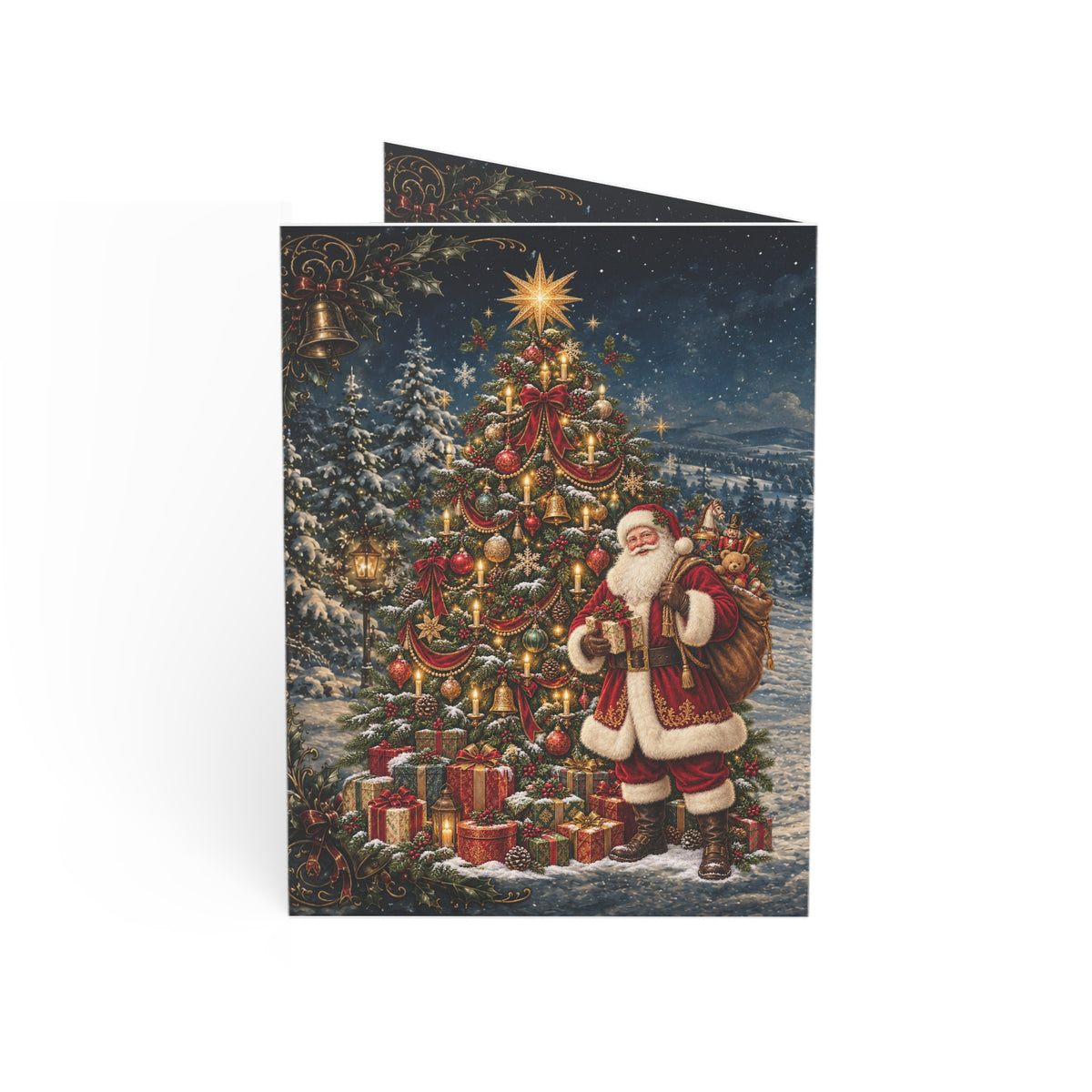 Surname Christmas Crew Greeting Card | Personalized Holiday Card, Santa Tree Design