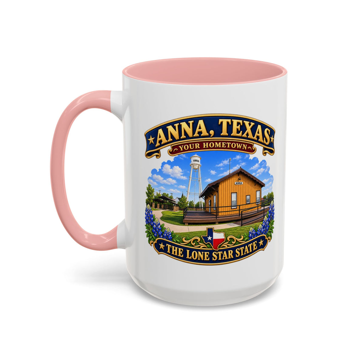 Accent Coffee Mug (11, 15oz) - Anna, Texas - Your Home Town -Lone Star State - with Anna Depot, Sherley Heritage Park, Scene