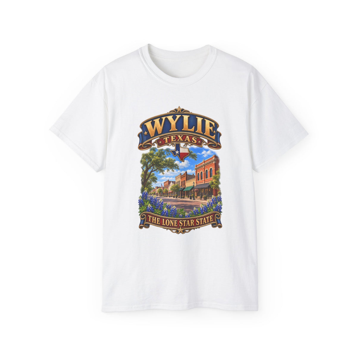 Unisex Ultra Cotton Tee - Wylie, Texas - Lone Star State with City Scene