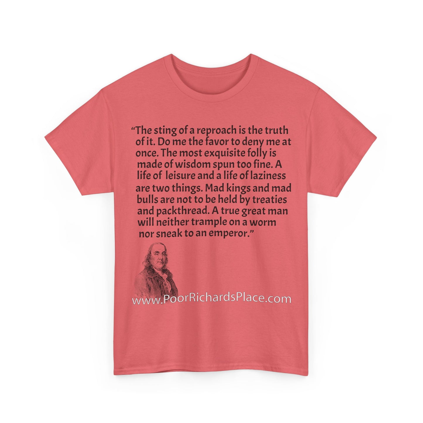 Unisex T-Shirt - Poor Richard Says The sting of a reproach is the truth of it. Do me the favor to deny me at once
