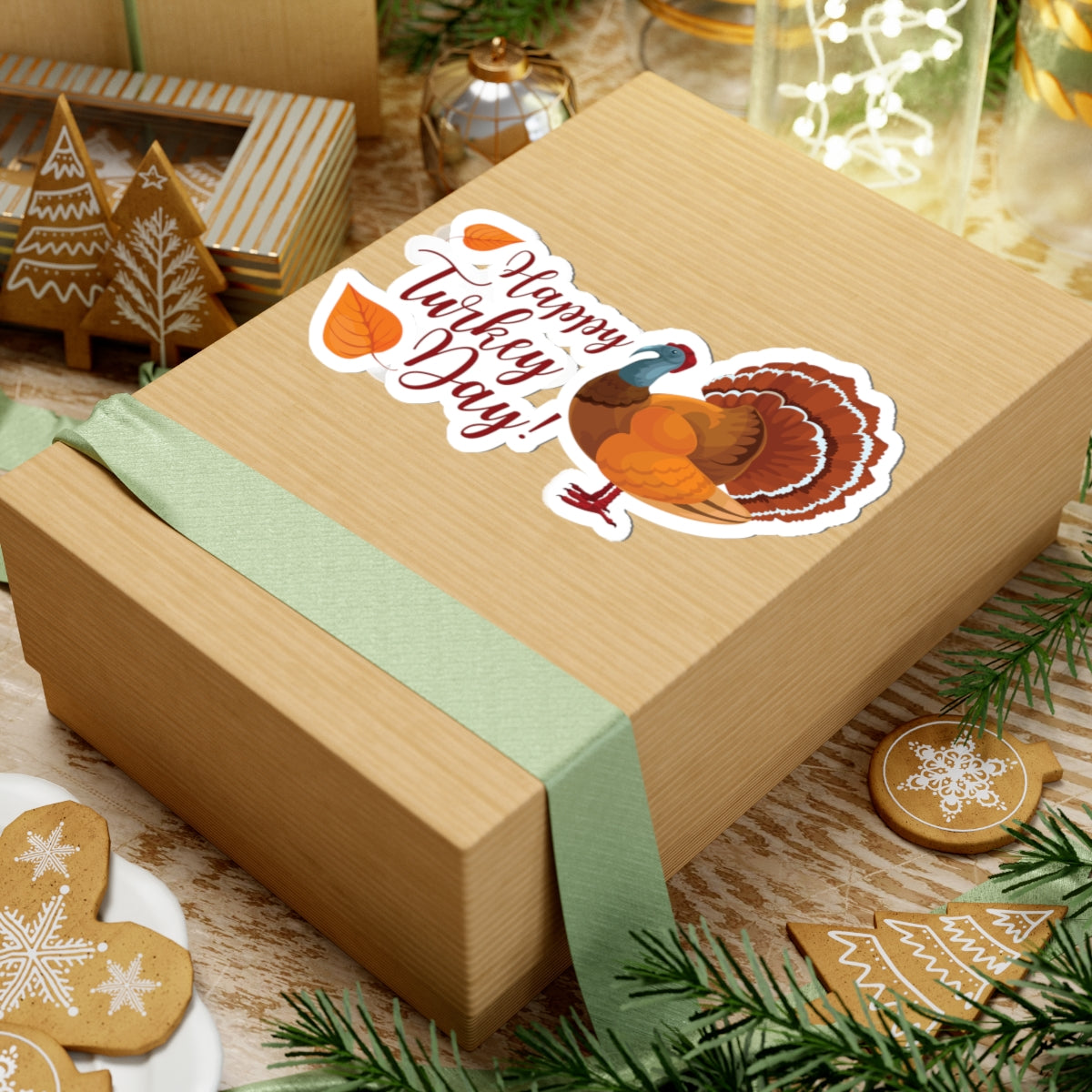 Kiss-Cut Stickers - Happy Turkey Day - Thanksgiving