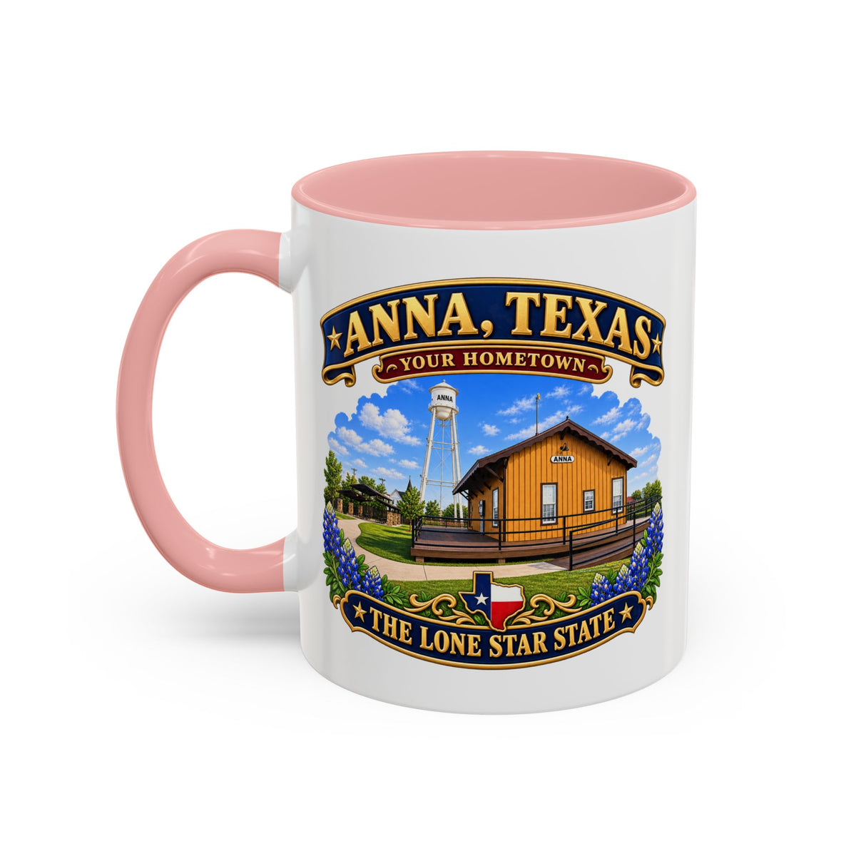 Accent Coffee Mug (11, 15oz) - Anna, Texas - Your Home Town -Lone Star State - with Anna Depot, Sherley Heritage Park, Scene