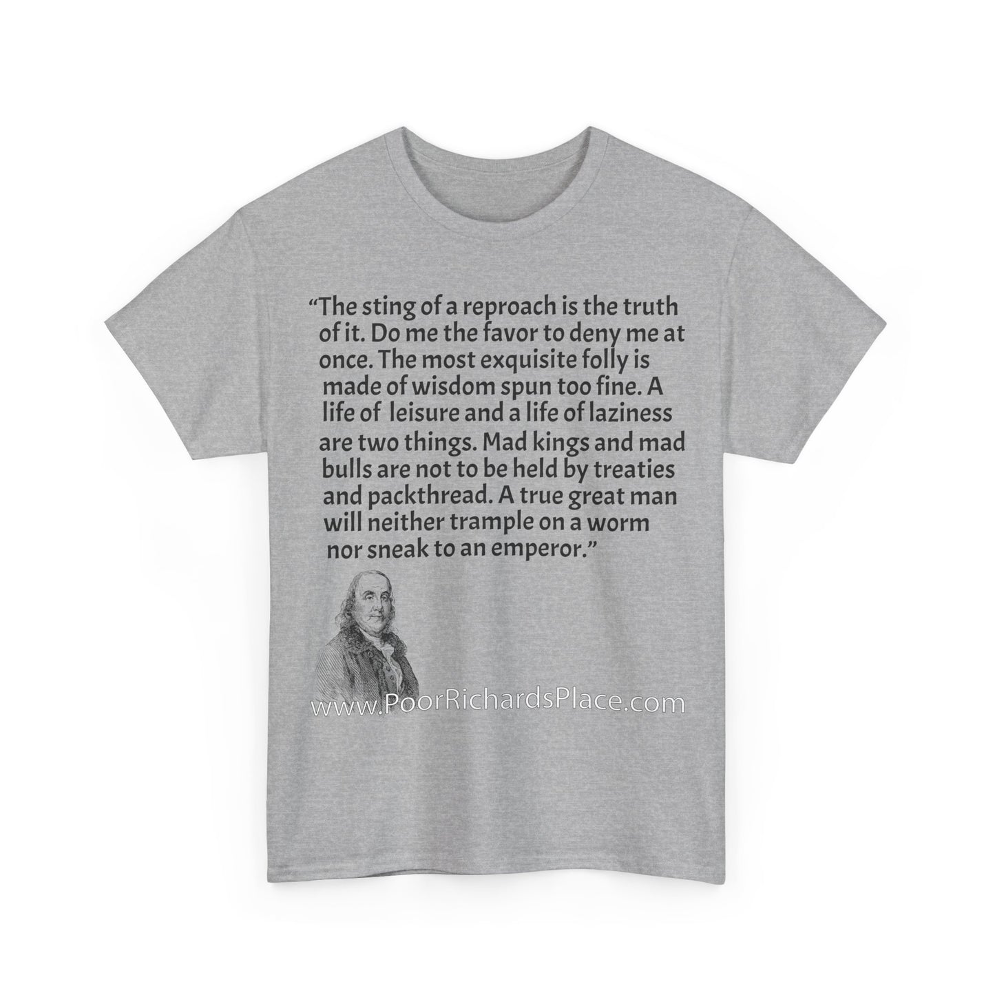 Unisex T-Shirt - Poor Richard Says The sting of a reproach is the truth of it. Do me the favor to deny me at once