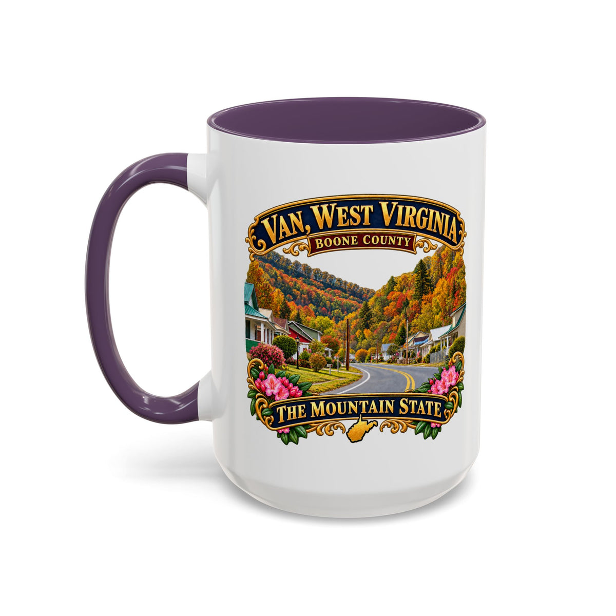 Accent Coffee Mug (11, 15oz) - Van, West Virginia - Boone County - The Mountain State - 3D Transparent
