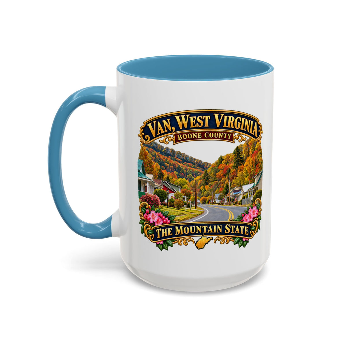 Accent Coffee Mug (11, 15oz) - Van, West Virginia - Boone County - The Mountain State - 3D Transparent