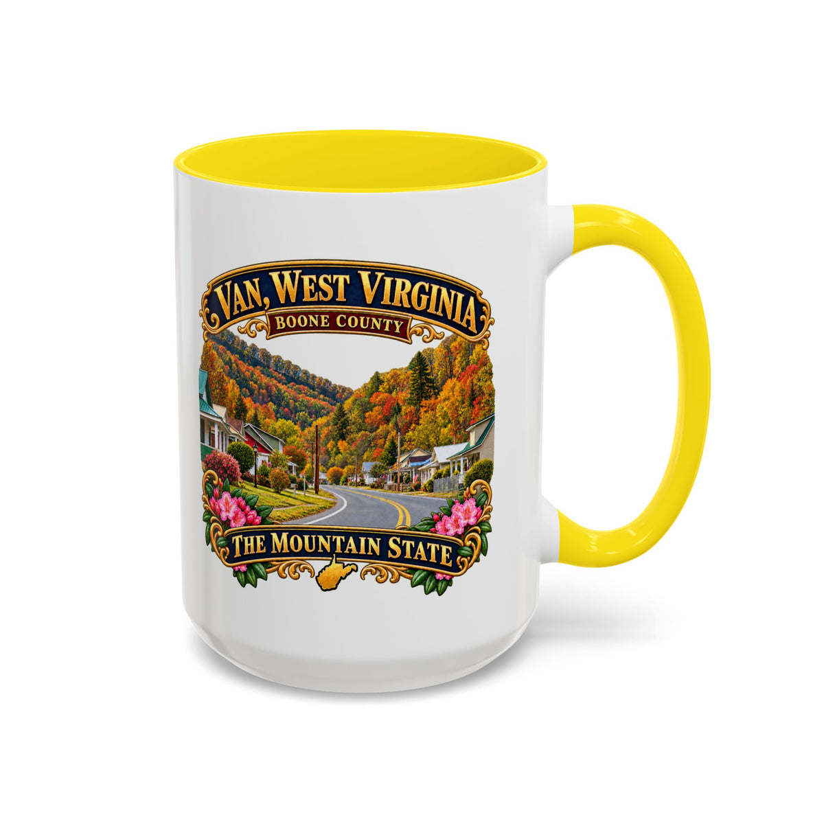 Accent Coffee Mug (11, 15oz) - Van, West Virginia - Boone County - The Mountain State - 3D Transparent