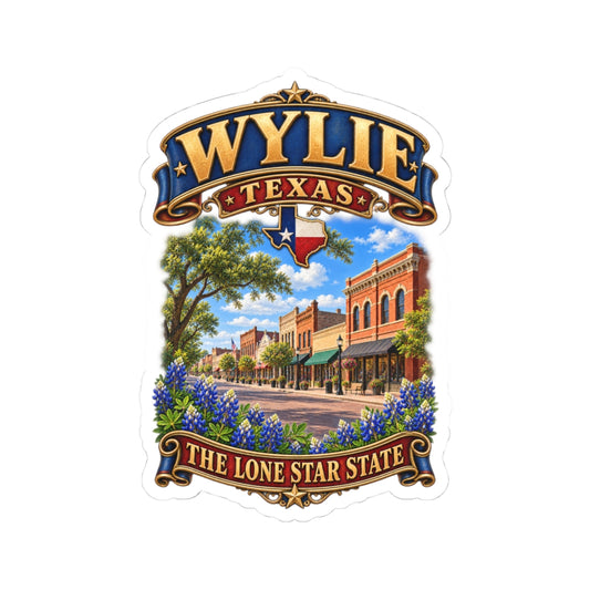 Kiss-Cut Stickers - Wylie, Texas - Lone Star State with City Scene