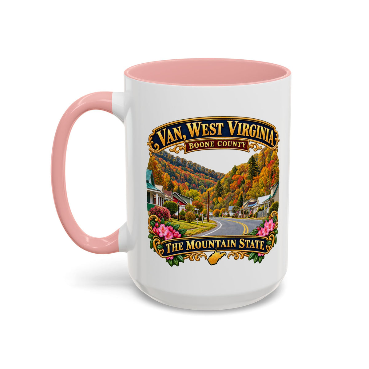 Accent Coffee Mug (11, 15oz) - Van, West Virginia - Boone County - The Mountain State - 3D Transparent