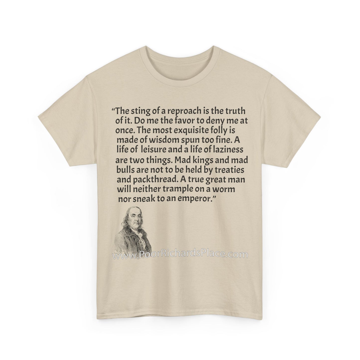 Unisex T-Shirt - Poor Richard Says The sting of a reproach is the truth of it. Do me the favor to deny me at once