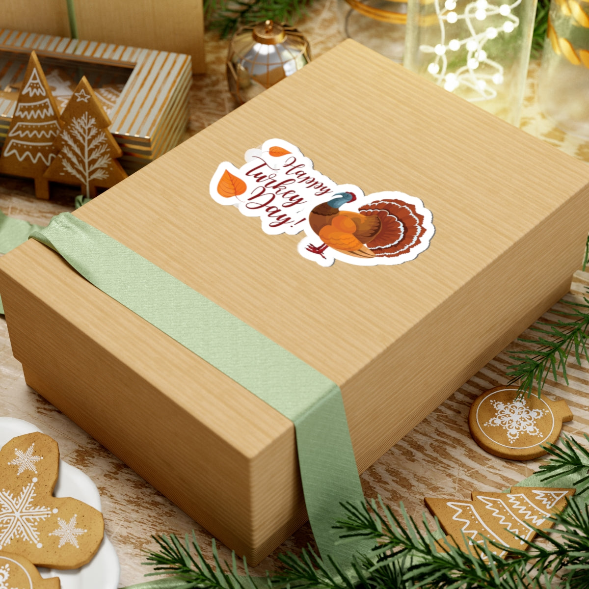 Kiss-Cut Stickers - Happy Turkey Day - Thanksgiving