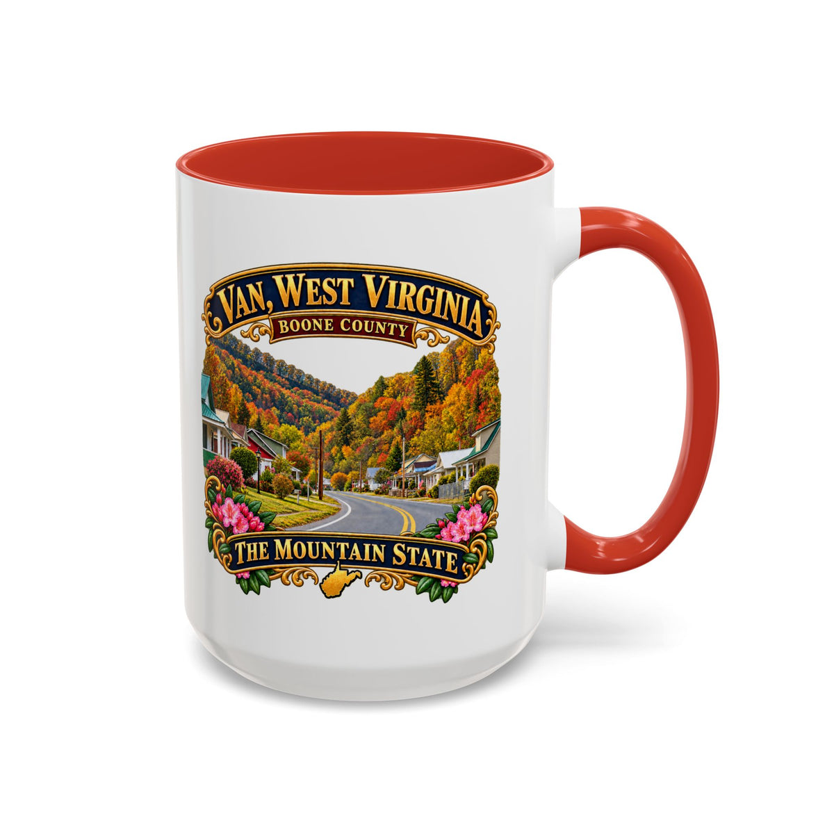 Accent Coffee Mug (11, 15oz) - Van, West Virginia - Boone County - The Mountain State - 3D Transparent