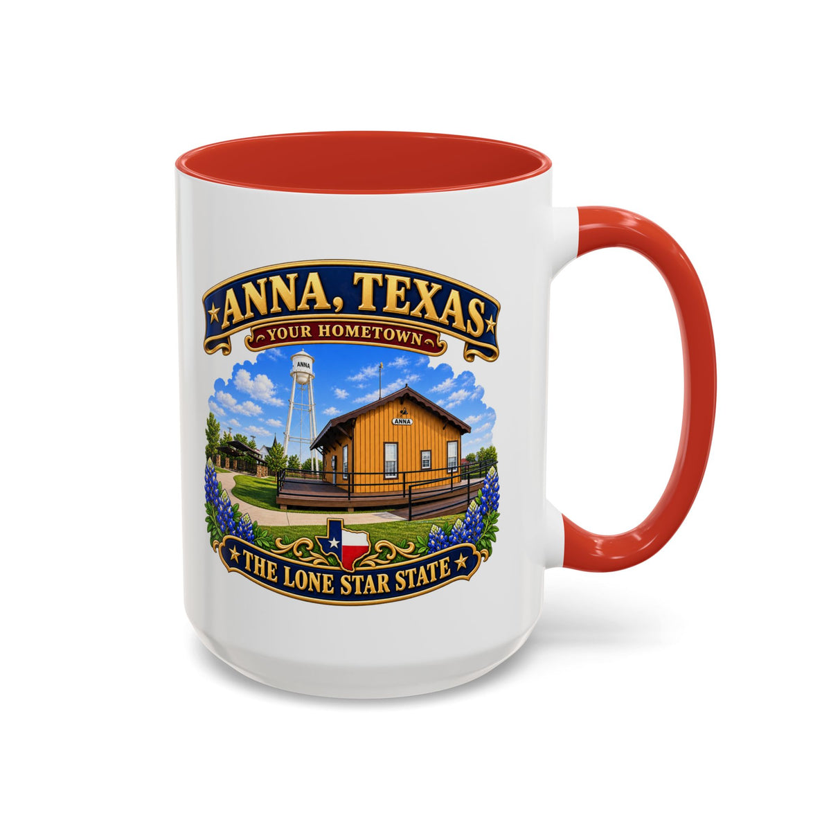 Accent Coffee Mug (11, 15oz) - Anna, Texas - Your Home Town -Lone Star State - with Anna Depot, Sherley Heritage Park, Scene