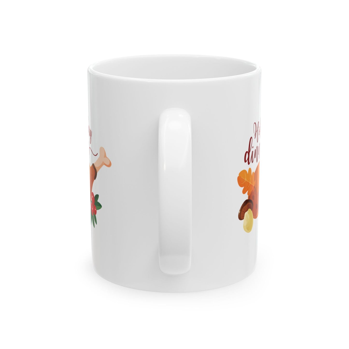 White Ceramic Mug - 11oz & 15oz -Holiday Dinner